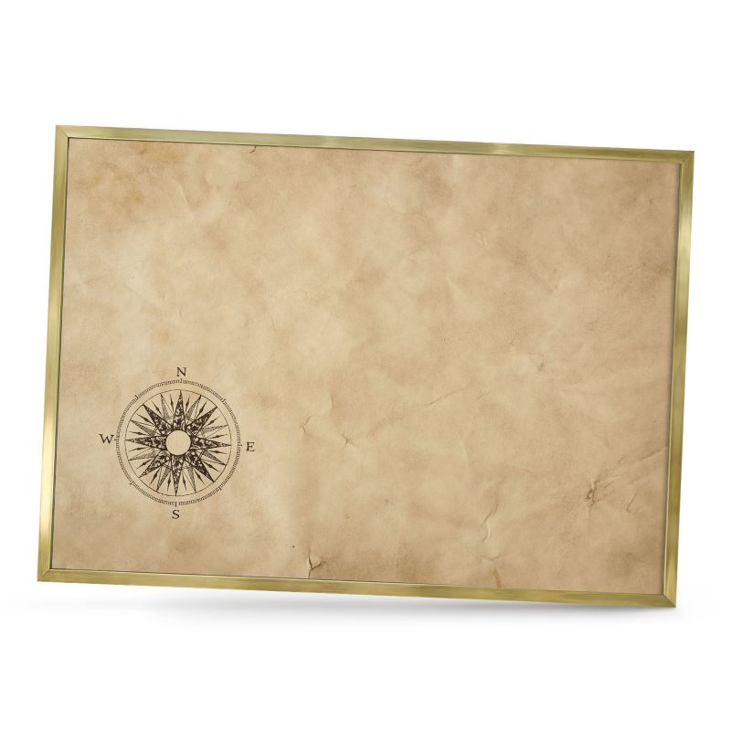 Tablica magnetyczna dekoracyjna ArtPrintCave 70x50 Róża wiatrów w złotej ramie 1szt