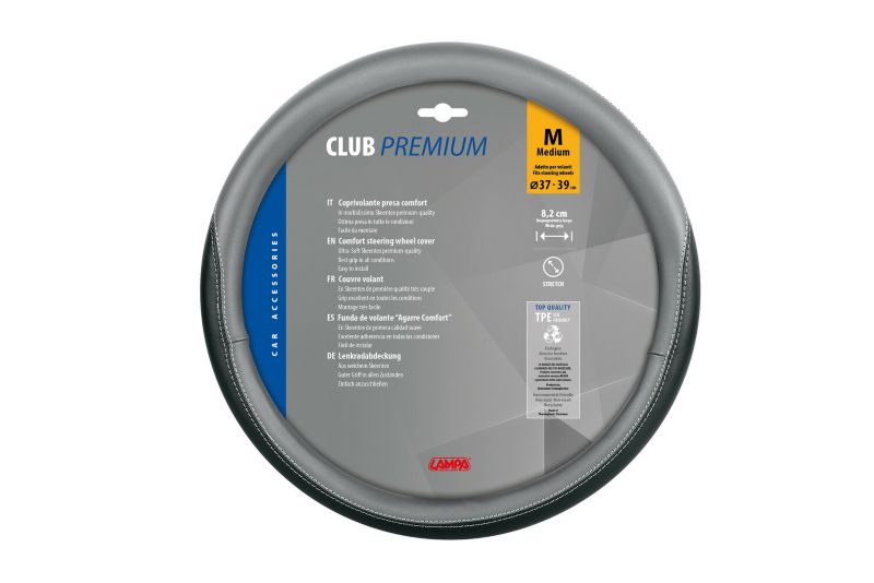 Pokrowiec na kierownicę 37-39cm szaro-czarny bezzapachowy miękki LAMPA CLUB 1 szt.