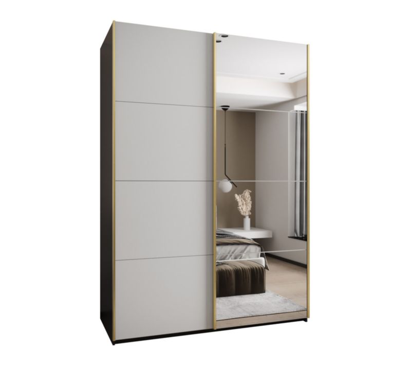 Szafa przesuwna Abiks LUX 3 wysoka szer.170cm czarny/biały/złoty 1szt.