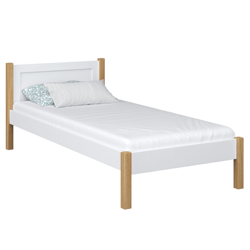 Drewniane łóżko N-WOOD pojedyncze N02 biało dębowy 80x190 1szt.