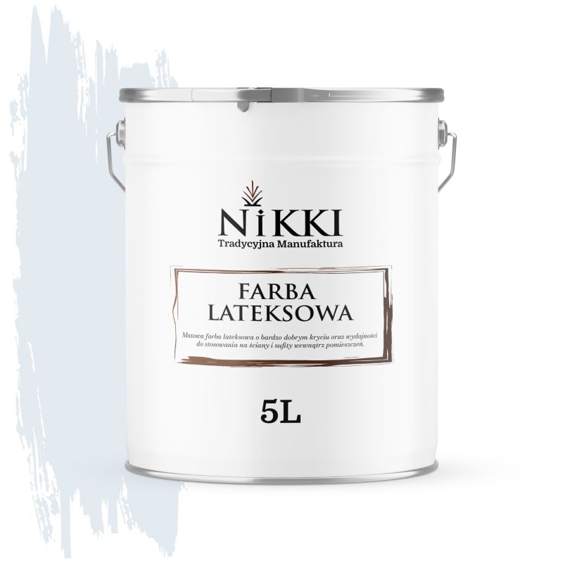 Farba Lateksowa Wewnętrzna Ściany i Sufity NIKKI Biel złamana w błękit H0179 Głęboki Mat 5L