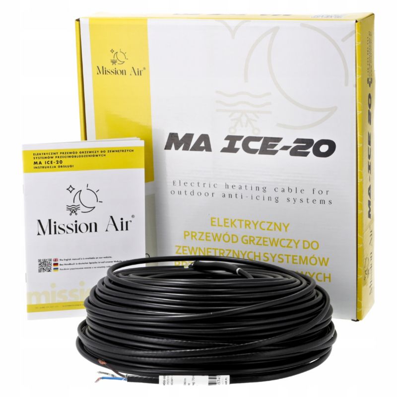 Przewód grzejny kable grzewczy przeciwoblodzeniowy Mission Air MA ICE-20W/M 80W 70M 1 szt