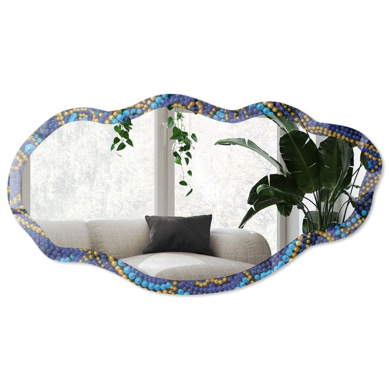 Lustro organiczne w szklanej ramie Wallfluent 52x97 cm Kwiatowa mandala Designerskie Z grafiką 1 szt.