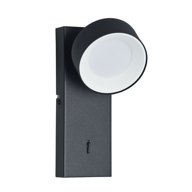 Kinkiet Italux FONTEN z włącznikiem czarny piaskowany LED 1x1.8W 489lm Neutralna biel IP20 -1 szt.