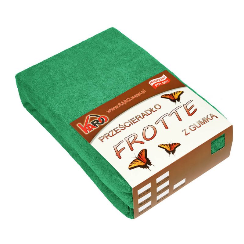 Prześcieradło frotte z gumką 200g/m2 KARO 80x200 zielone 1 szt.