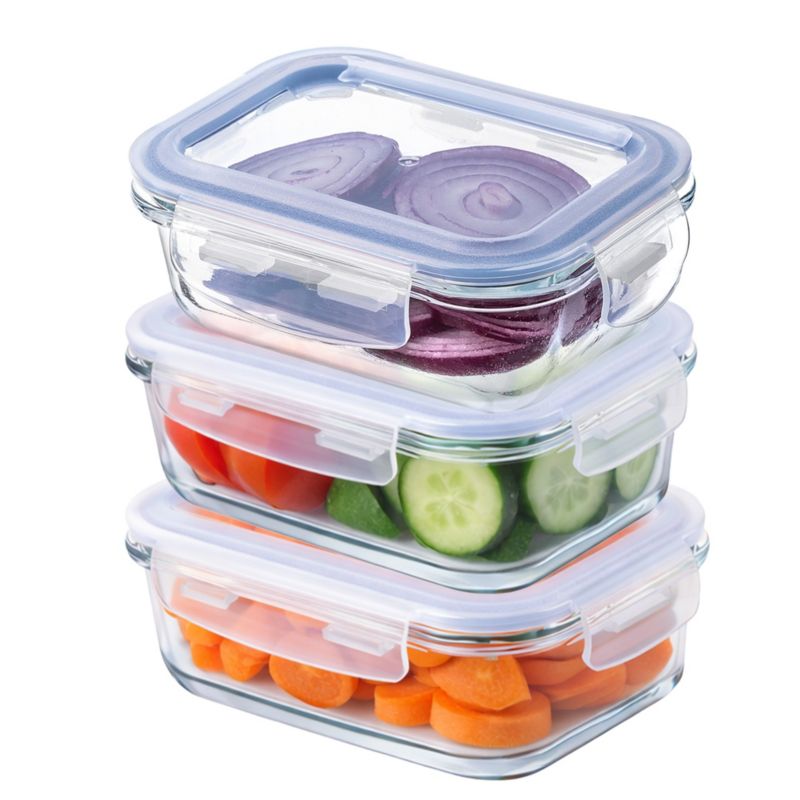 Pojemnik Na Żywność KADAX Szklany 370ml Z Pokrywką Pudełko Śniadaniówka Lunchbox 3 szt.