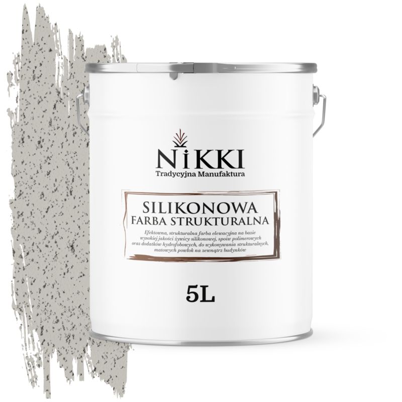 Farba Strukturalna Elewacyjna Silikonowa NIKKI Szary popielaty F292 5L