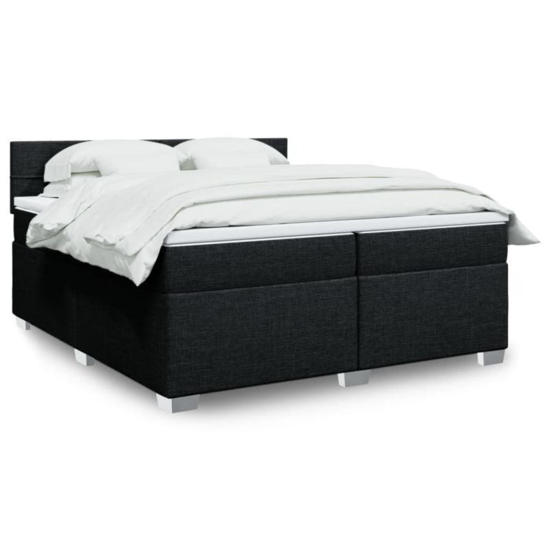 Łóżko z materacem WaszeMeble 200x200 cm Czarny tkanina WM-3285997 1 szt.