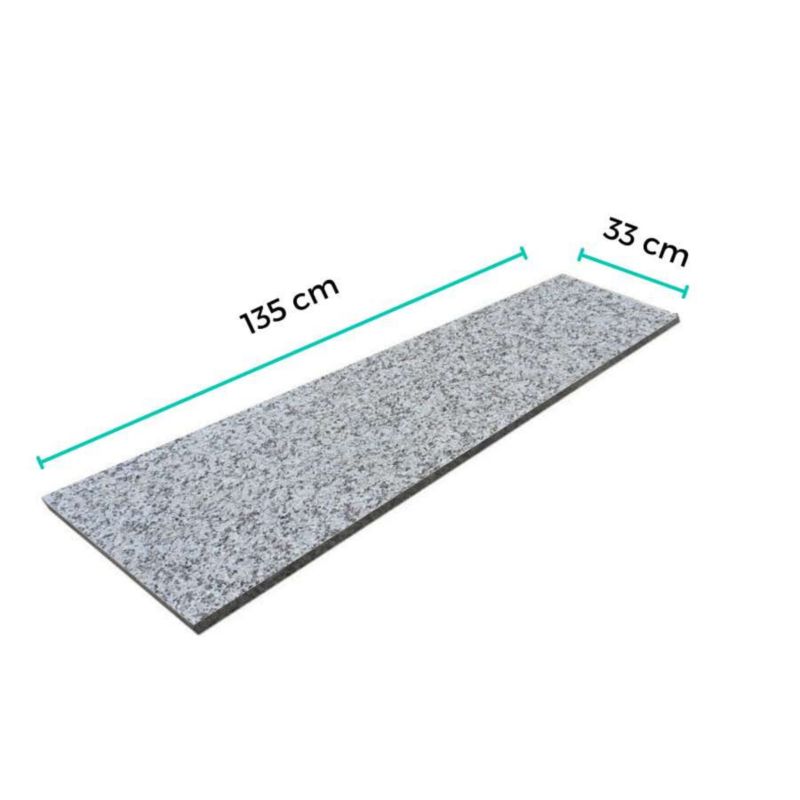 Stopnica granitowa Tiles szara płomieniowana G602 135x33x2 Bianco Sardo cm 1 szt.