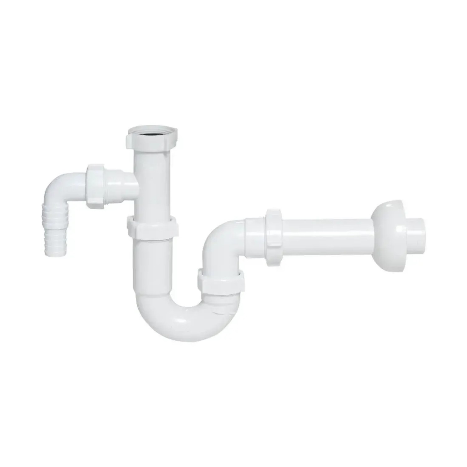 Tycner Syfon do umywalki rurowy 1 1/4" x 32 mm bez spustu z przyłączem pralki