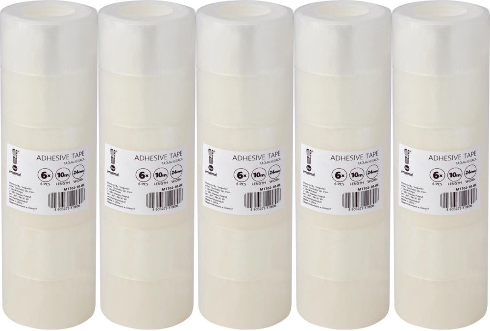 5x Taśma klejąca MemoBe, 24mmx10m, 6 sztuk, przezroczysty