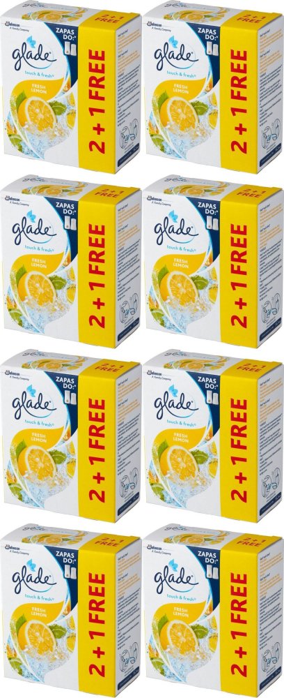 8x Wkład do odświeżacza automatycznego Glade by Brise Touch & Fresh Fresh Lemon, cytryna, 3x10ml - zapas