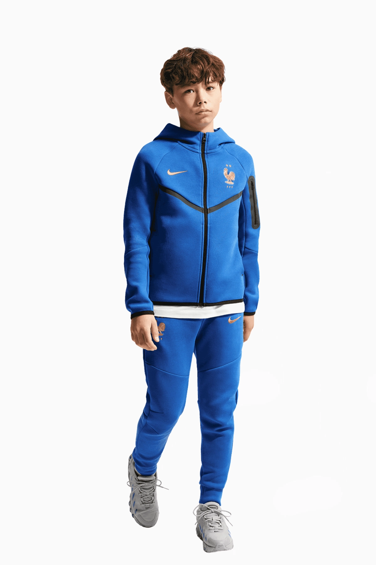 Bluza z kapturem Reprezentacji Francji Nike 2026 Tech Fleece Windrunner Junior - Niebieski