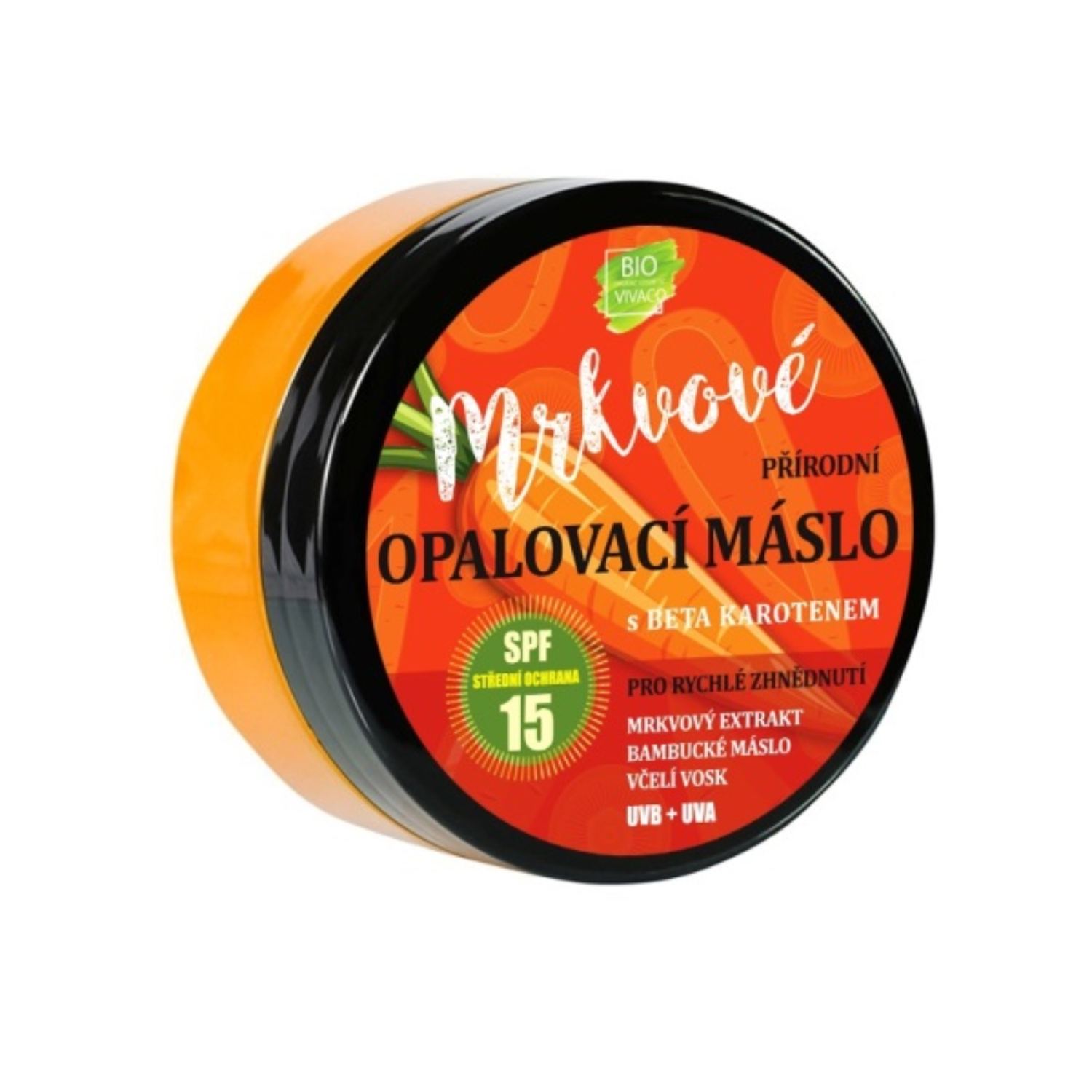 Vivaco - naturalne masło do opalania z ekstraktem z marchwi, spf15, 150 ml (data ważności: 30.09.2026)