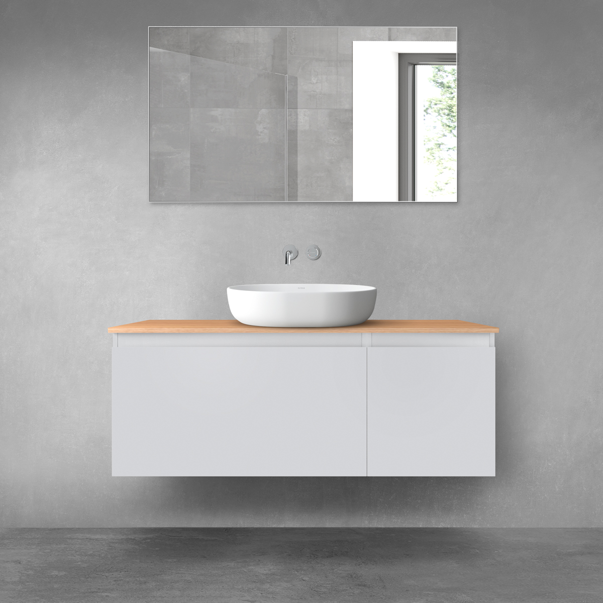Oltens Vernal zestaw mebli łazienkowych 120 cm z blatem szary mat/dąb 68252700 - Wysyłka w 24h