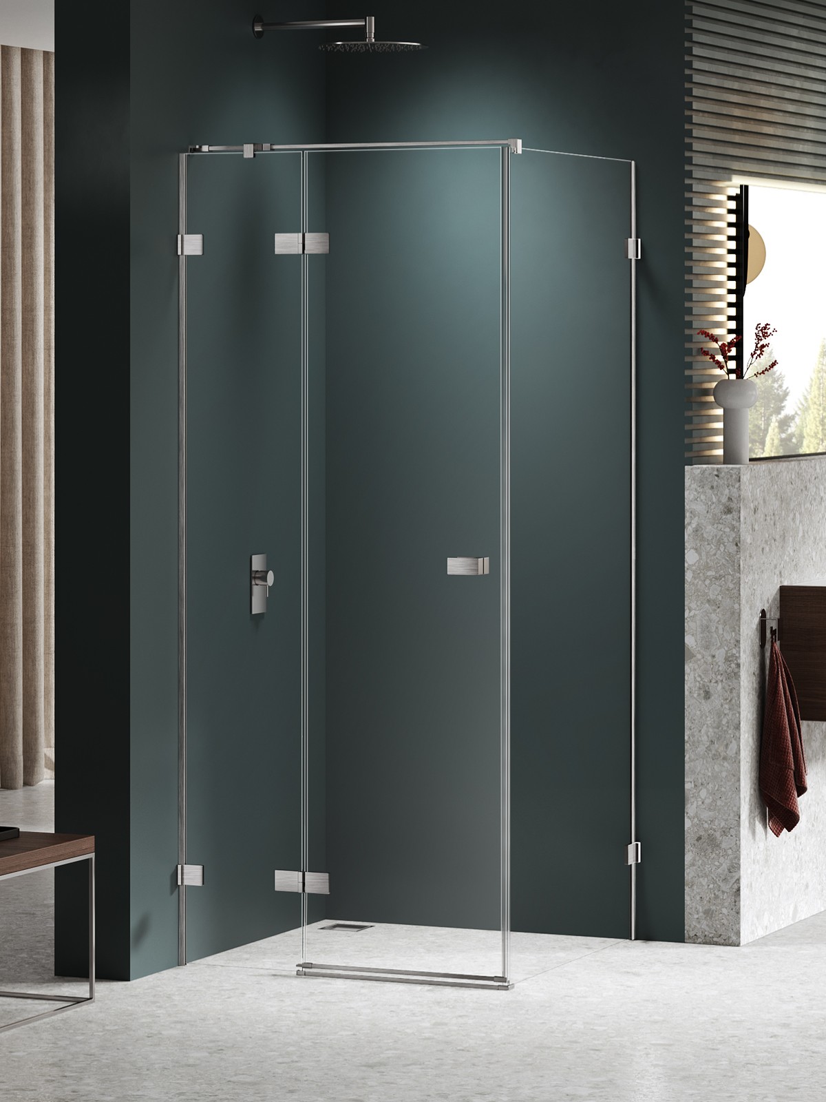 New Trendy Avexa Nickel Brushed kabina prysznicowa 80x90 cm prostokątna lewa nikiel szczotkowany/szkło przezroczyste EXK-8473