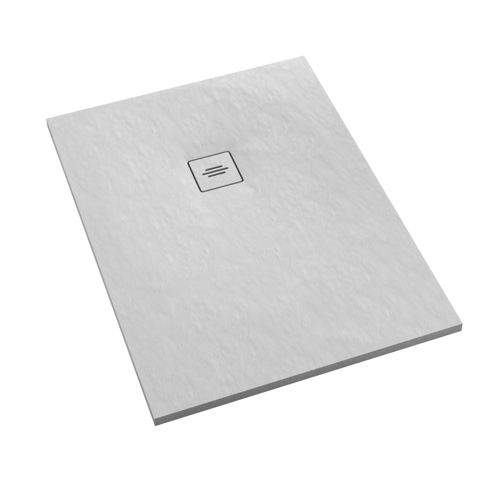 Darmowa Dostawa - Brodzik prostokątny z maskownicą 80x90 cm biały Schedline Collection Protos White Stone 3SPP1P8090BSTM1BST