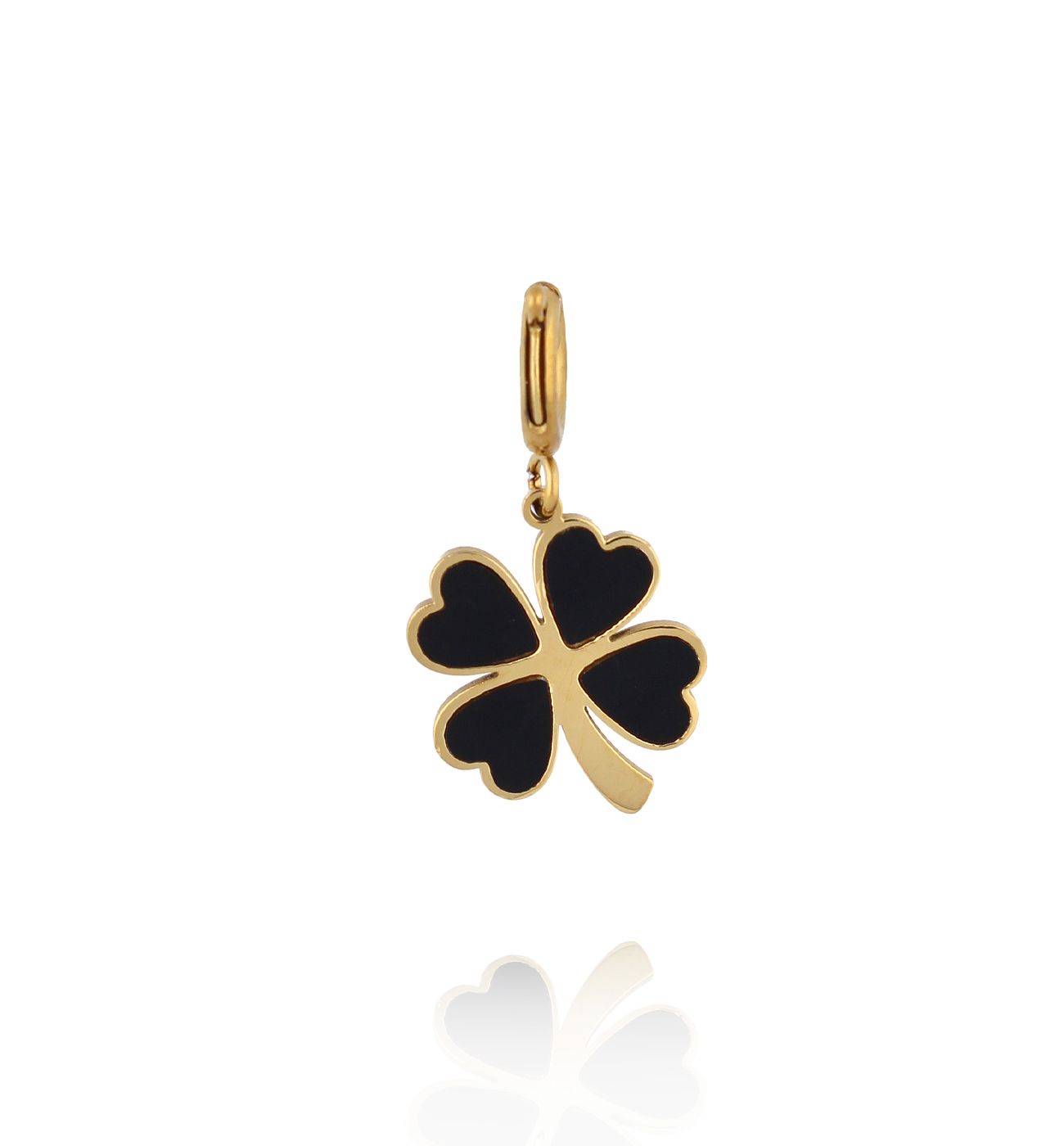 Charms Koniczynka z czarną emalią CHA0068 - By Dziubeka