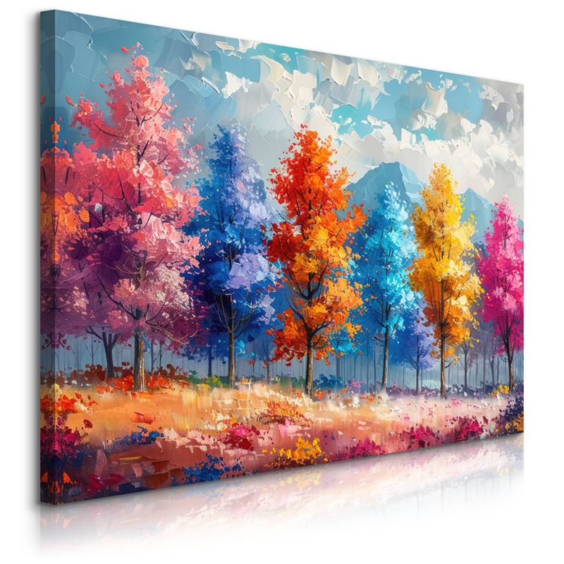 Obraz Muralo Do Salonu Abstrakcyjny Pejzaż Kolorowy Las Malarstwo 40x30 cm 1 szt.