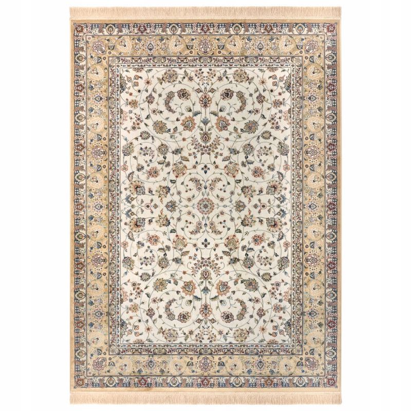Dywan Hanse Home tradycyjny do salonu 135x195cm,klasyczny kremowy wzór z frędzlami 1 szt.
