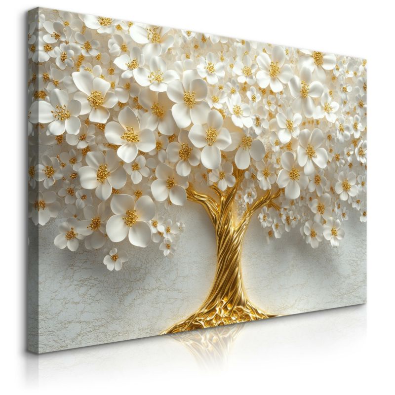 Obraz Muralo Abstrakcyjne Drzewo Białe Kwiaty 3D 40x30 cm 1 szt.