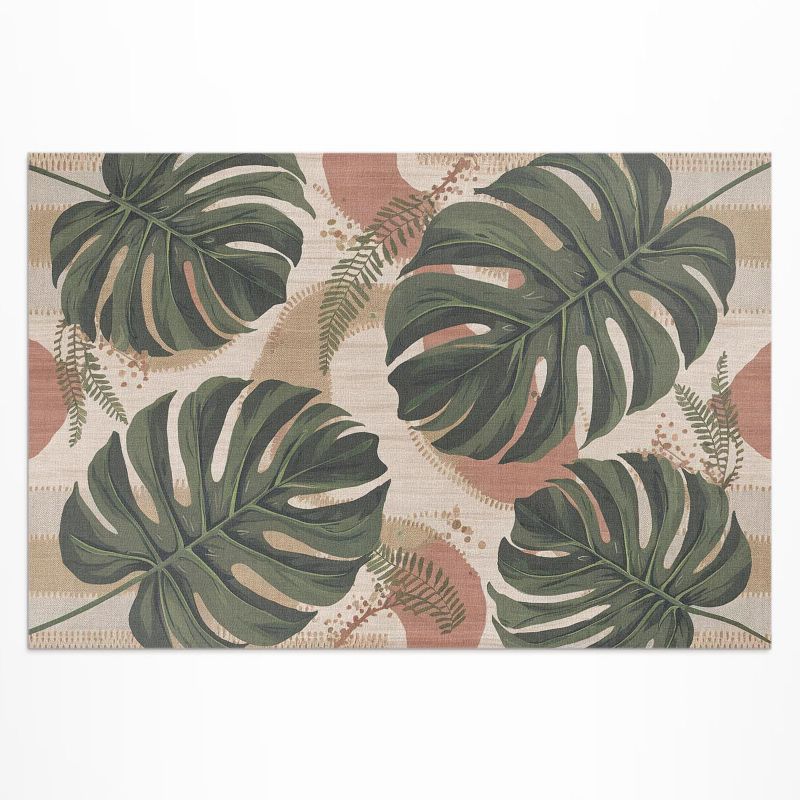 Dywan Winylowy Zewnętrzny Wallfluent 80x120 cm Kompozycja liści monstery i paproci vintage 1 szt.