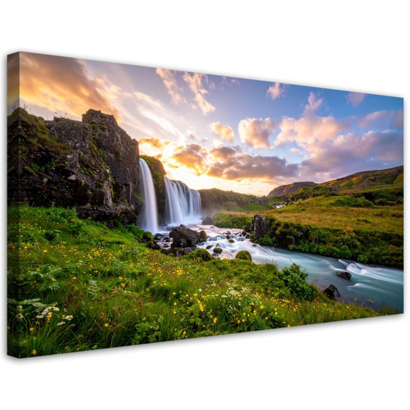 Obraz do salonu sypialni jadalni Feeby Widok łąka wodospad natura 120x60cm 1szt