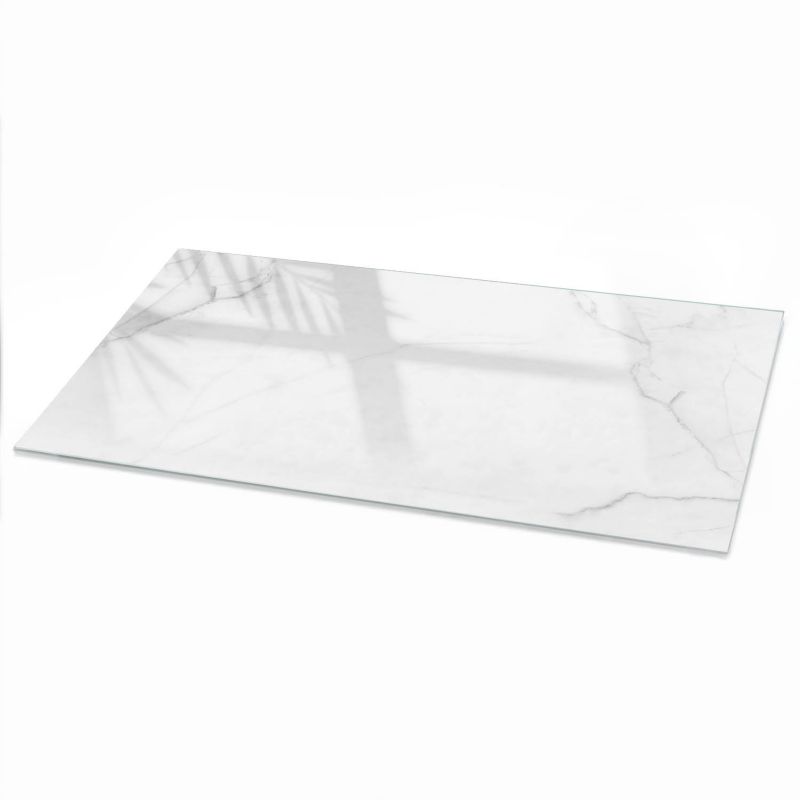 Blat Na Stolik ArtPrintCave 100x50 cm Biały marmur 1 - Hartowany Blat Szklany Ochronny 1 szt.
