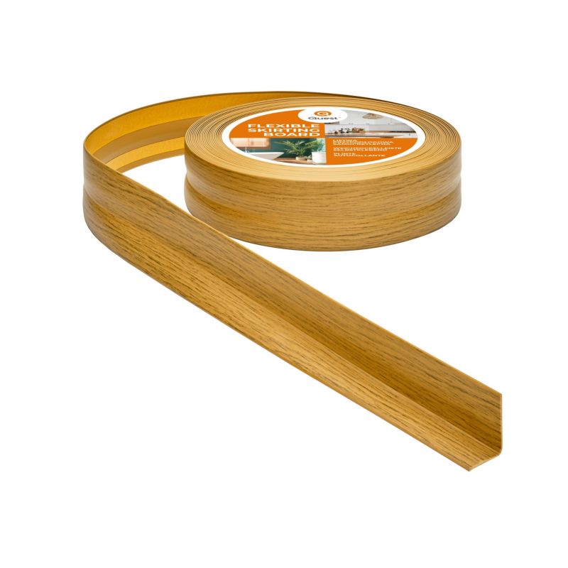 Listwa przypodłogowa PCV 32x23 mm QUEST, samoprzylepna elastyczna, miękka listwa podłogowa - 20 m, dąb, 1szt.