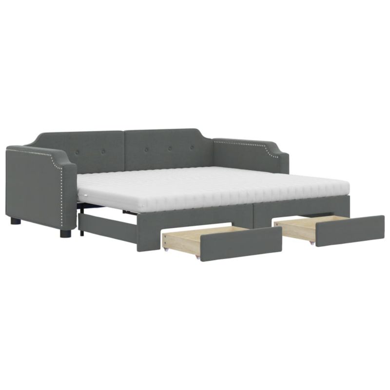 Sofa rozkładana WaszeMeble 100x200 cm Ciemnoszary tkanina z szufladami WM-3197694 1 szt.
