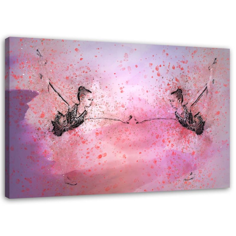Obraz na płótnie Feeby Mała baletnica przed lustrem rózowy 100x70cm 1szt