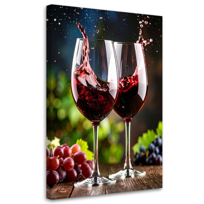 Obraz do kuchni jadalni Feeby Kieliszki z winem winogrona 80x120cm 1szt