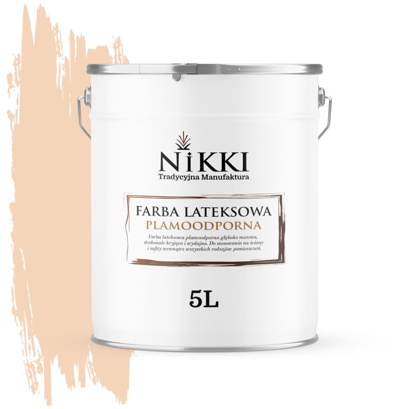 Farba Lateksowa Premium do Ścian i Sufitów Odporna na Plamy NIKKI Brzoskwiniowy jasny H6170 Głęboki Mat 5L