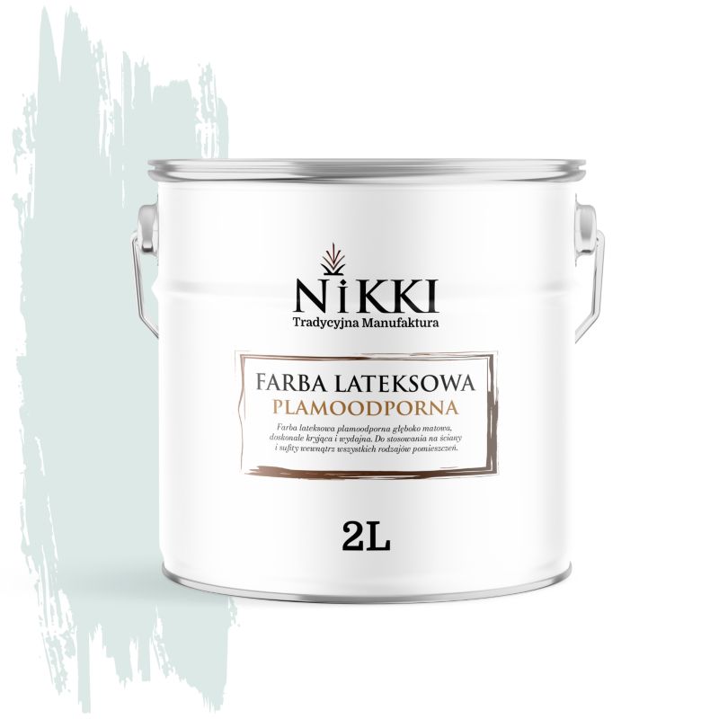 Farba Lateksowa Premium do Ścian i Sufitów Odporna na Plamy NIKKI Biel złamana w turkusowy H1576 Głęboki Mat 2L