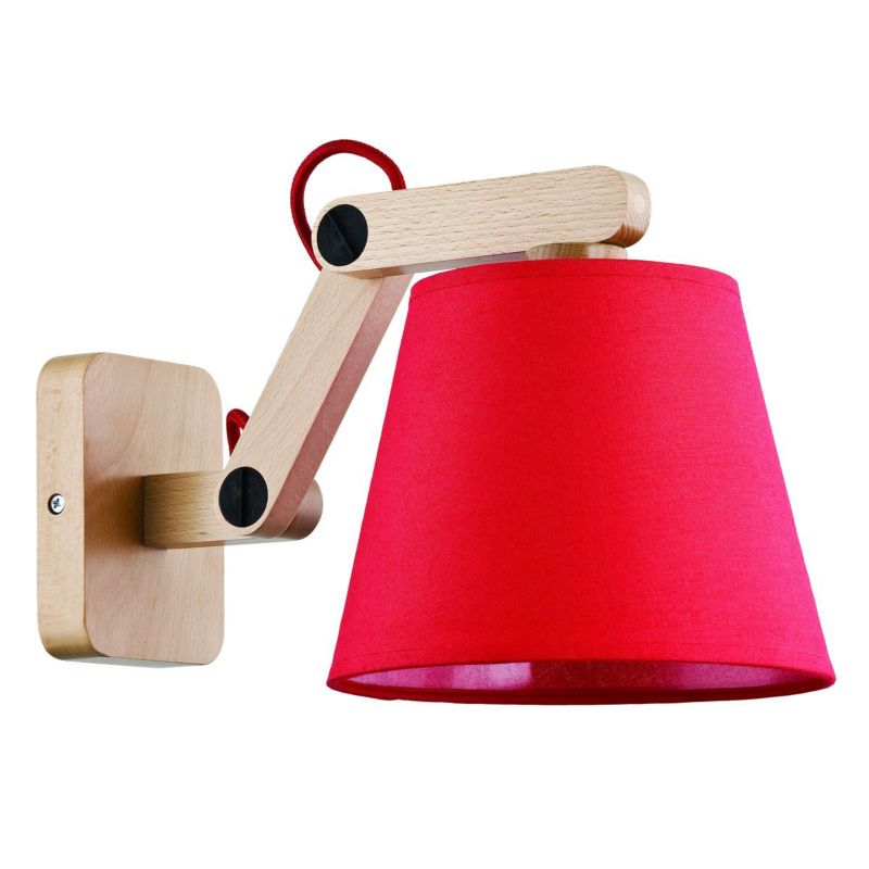 Kinkiet czerwony klosz Alfa JOGA jasne drewno 1xE27x15W IP20 - 1 szt.