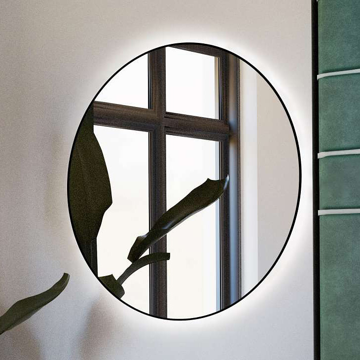 Baltica Design Bright lustro 80 cm okrągłe z oświetleniem LED czarne barwa zimna