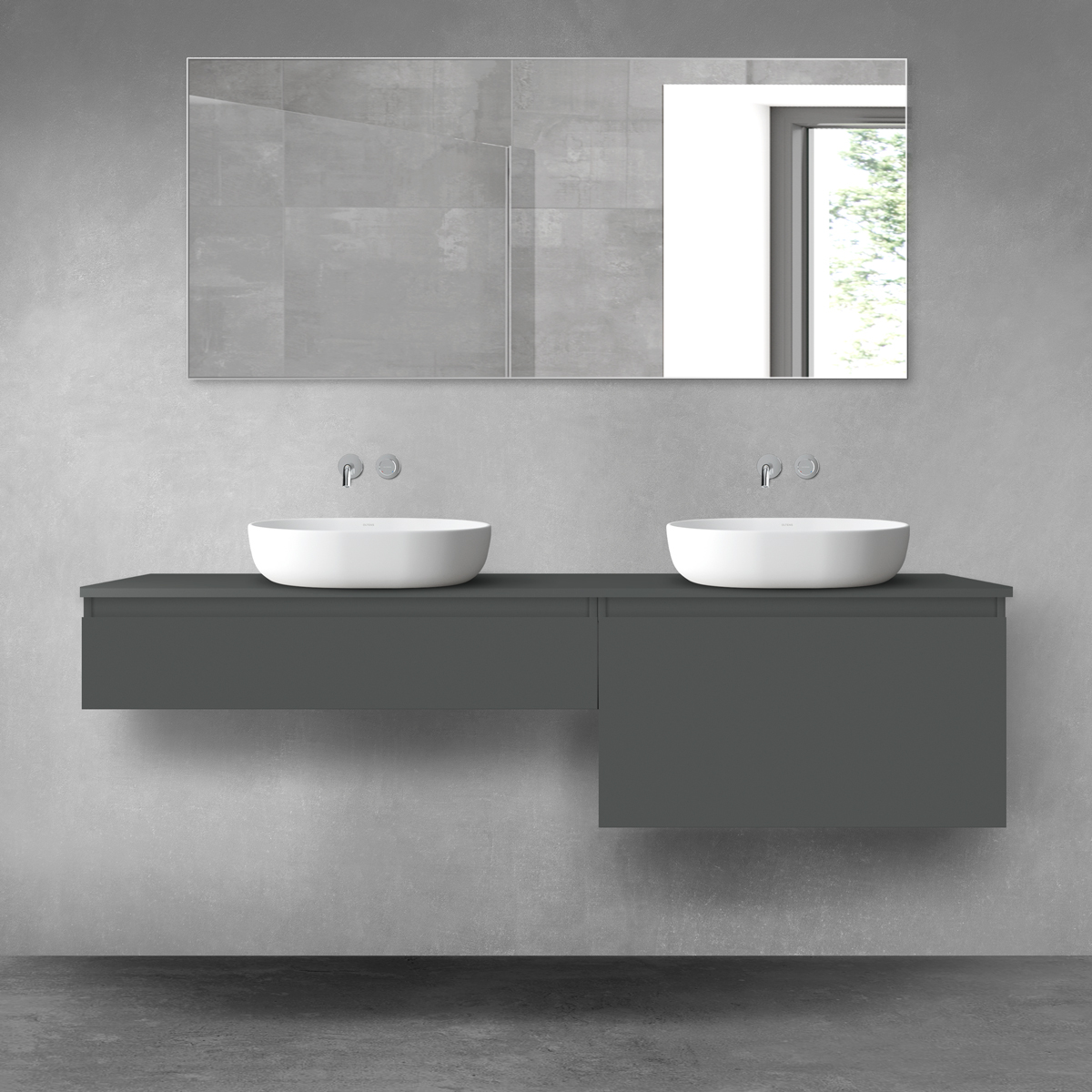 Oltens Vernal zestaw mebli łazienkowych 180 cm z blatem grafit mat 68558400 - Wysyłka w 24h