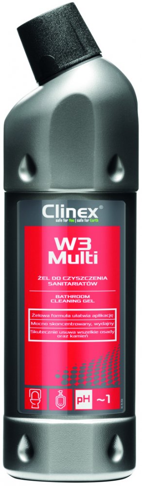 Preparat do mycia sanitariatów i łazienek Clinex, W3 Multi 77-076, skoncentrowany, 1l