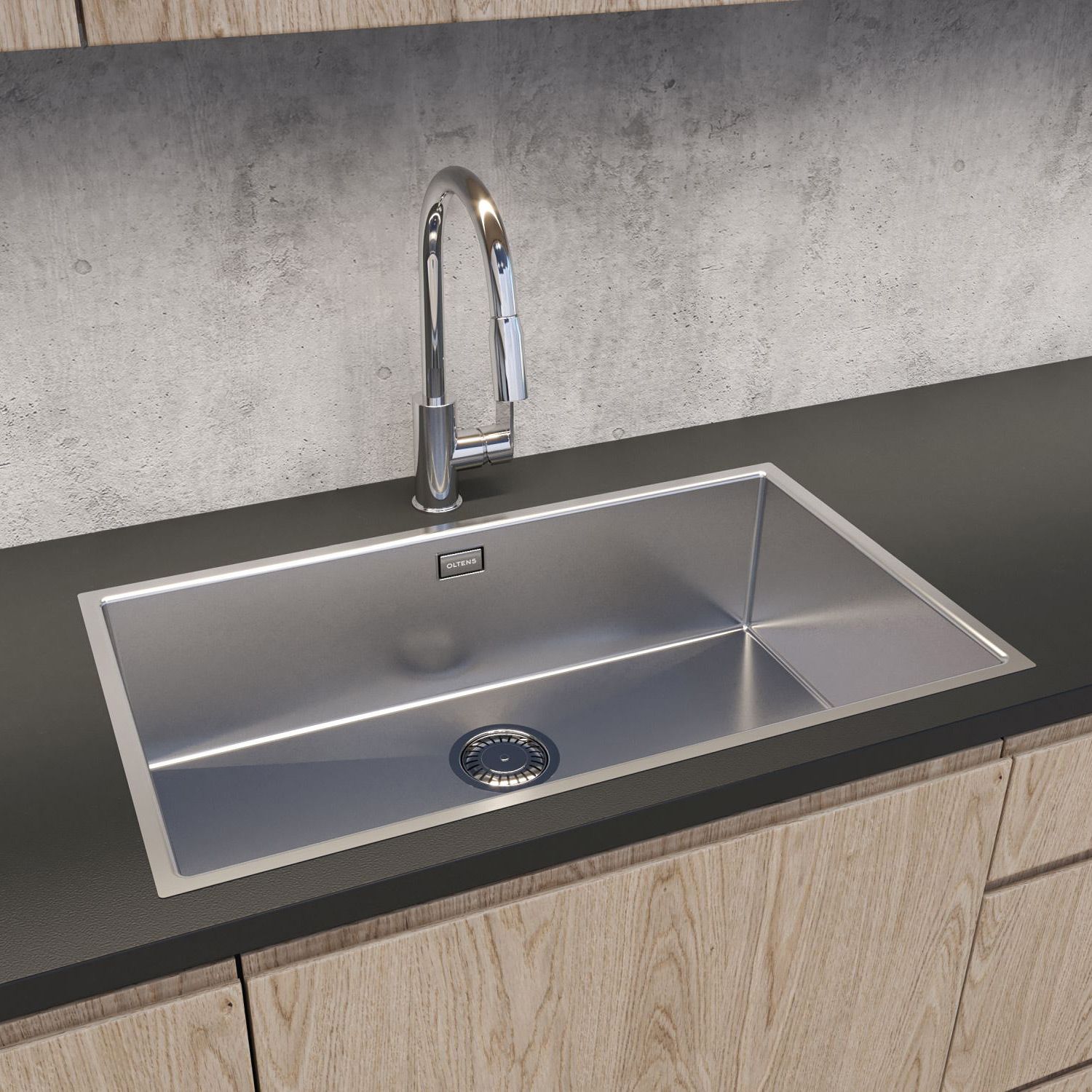 Oltens Stalvask zlewozmywak stalowy 1-komorowy 76x44 cm stal polerowana 71102100 - Wysyłka w 24h