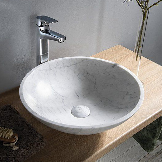 Sapho Blok umywalka 42 cm nablatowa okrągła biała carrara 2401-42
