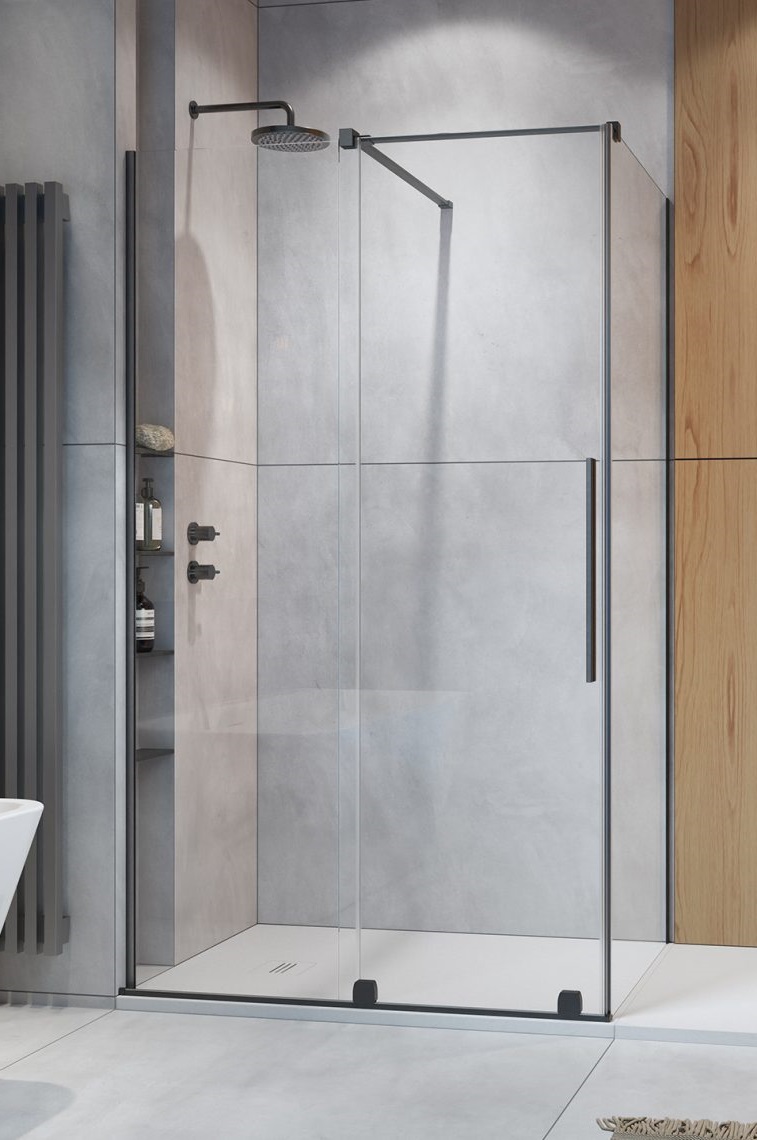 Radaway Furo Brushed Gunmetal KDJ drzwi prysznicowe 120 cm lewe gumetal brushed/szkło przezroczyste 10104622-92-01L/10110580-01-01