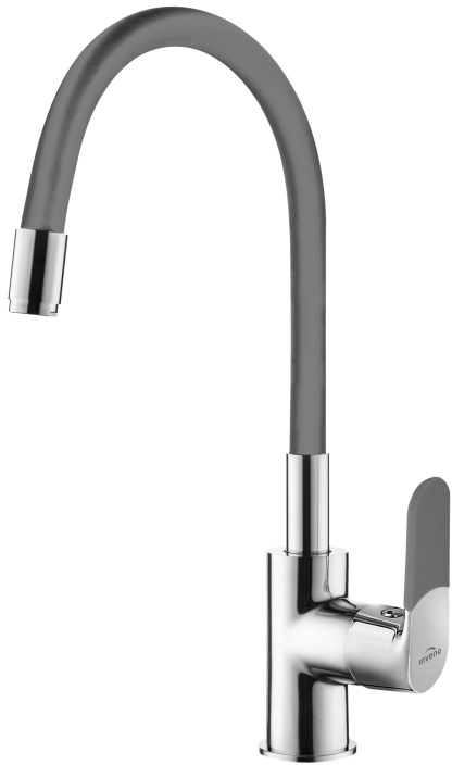 Invena Joga bateria kuchenna z elastyczną wylewką chrom/szary BZ-32-L05