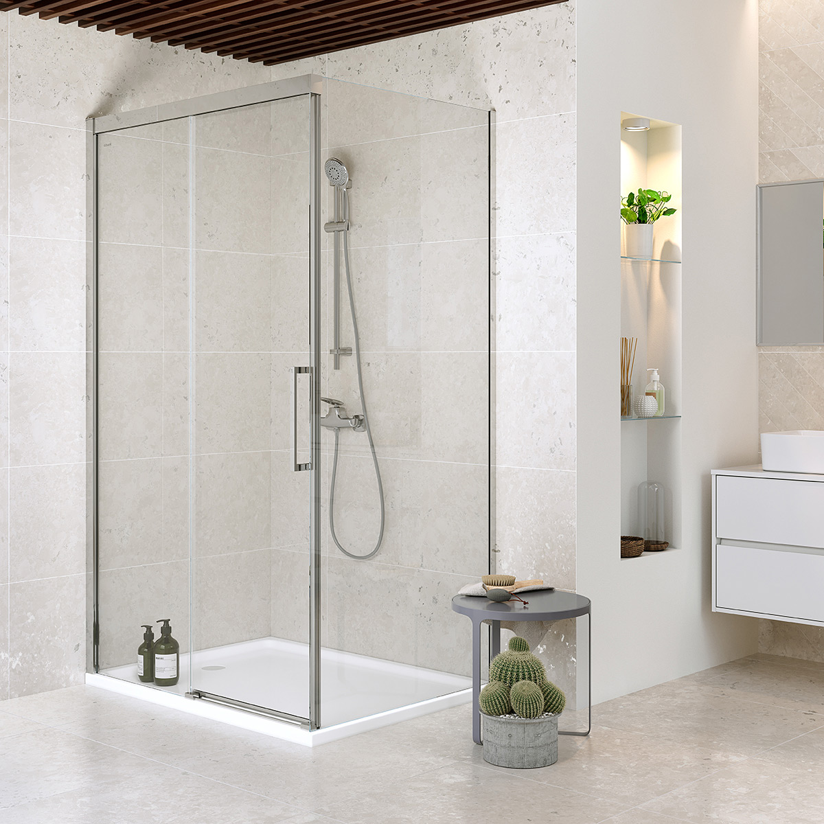 Cersanit Crea ścianka prysznicowa 90 cm chrom/szkło przezroczyste S900-2614