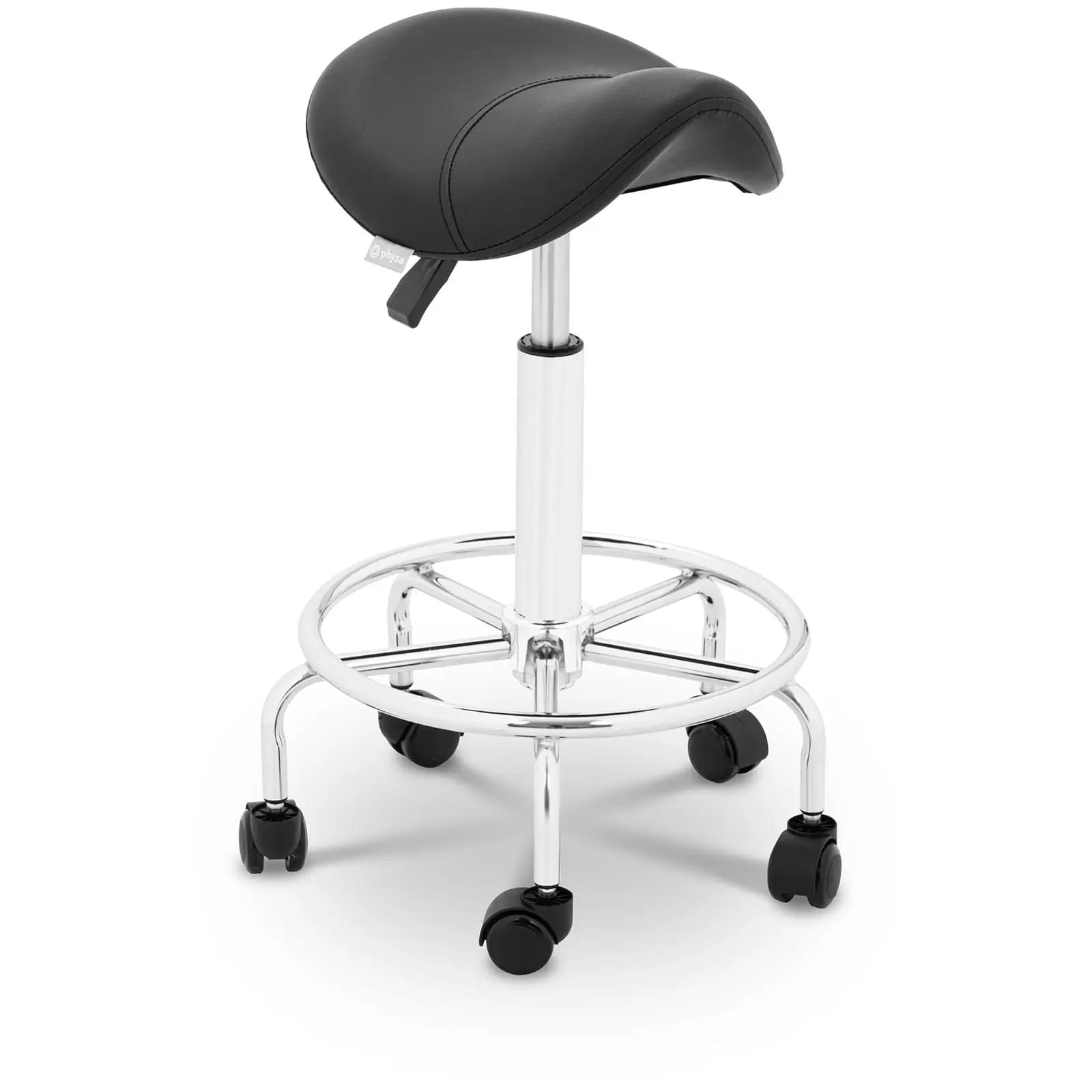 Taboret ergonomiczny, krzesło siodłowe z podnóżkiem czarne | 10040302