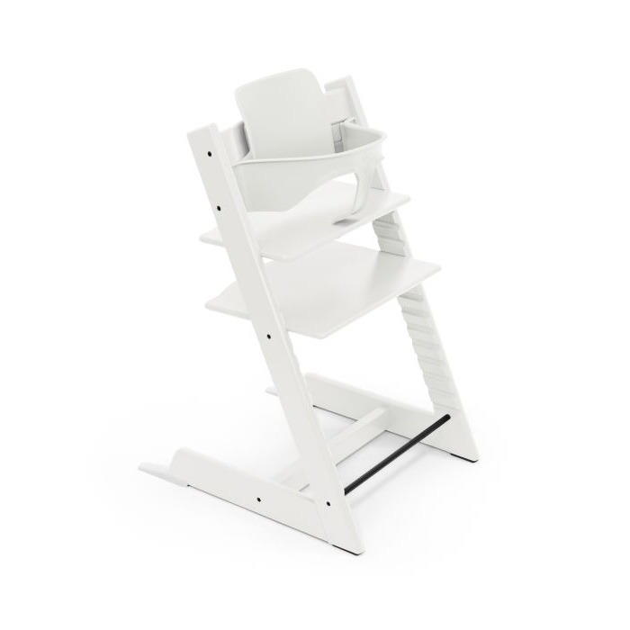 Stokke Tripp Trapp + zestaw Baby Set + tacka - rosnące krzesełko do karmienia z akcesoriami-White-Vanilla White