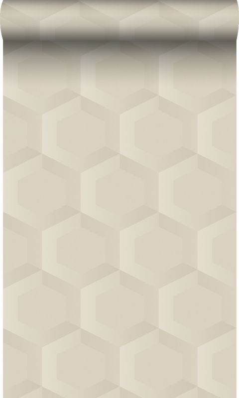 tapeta flizelinowa z ekoteksturą Origin Wallcoverings Motyw sześciokąta 3D jasnego beżu 53 cm x 10.05 m - 1 rol.