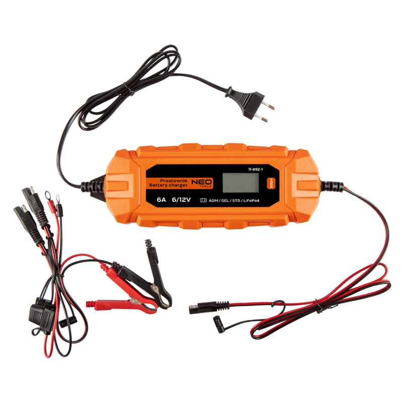Prostownik automatyczny NEO TOOLS 6A/100W, 3-150Ah, do akumulatorów kwasowych / AGM / GEL 1 szt