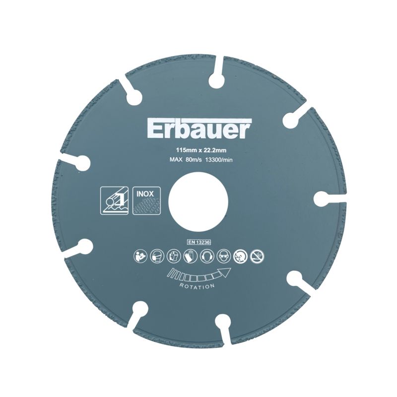 Tarcza diamentowa Erbauer do cięcia metalu inox 115 x 22,23 mm