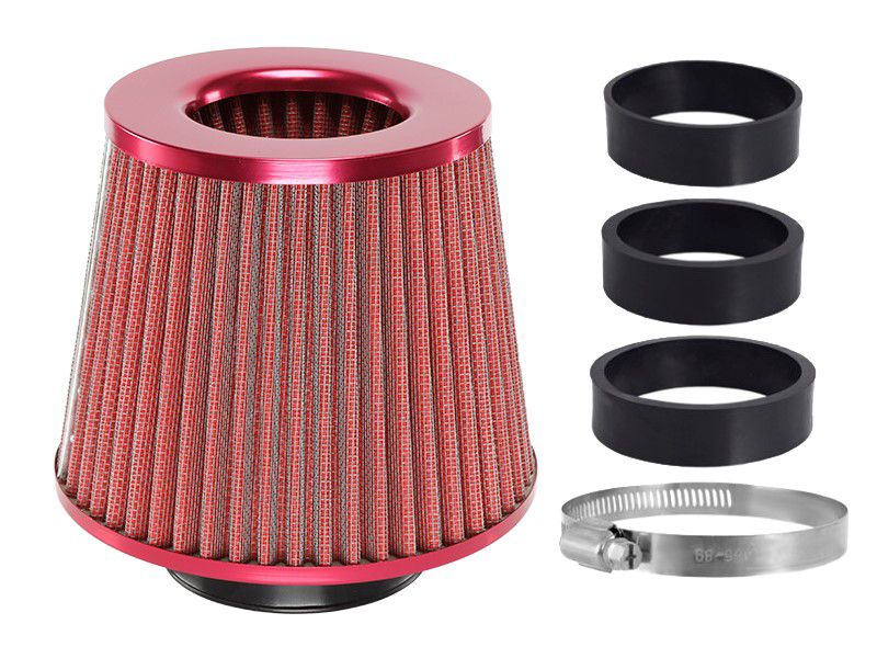 Filtr powietrza stożkowy, Carmotion, 155x130x120 mm, czerwony, adaptery: 60, 63, 70 mm, 1 szt.