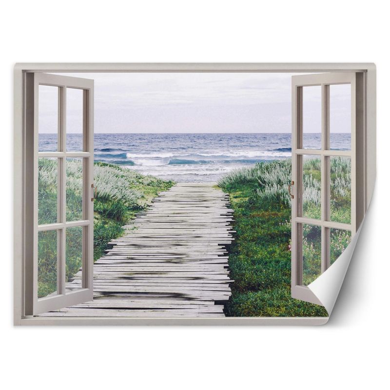 Fototapeta Feeby Okno morze plaża pomost 140x100 1 szt